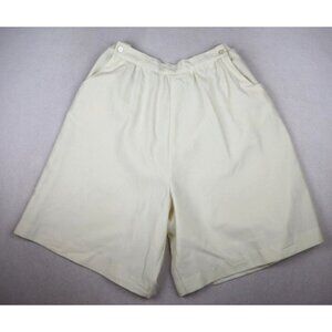 VINTAGE WOMEN'S IVORY WHITE HIGH WAIST WIDE LEG SHORTS - VICKI WAYNE'S - SIZE 36